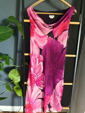 Vintage 90s floral cowl neck sleeveless dress by Tessuto